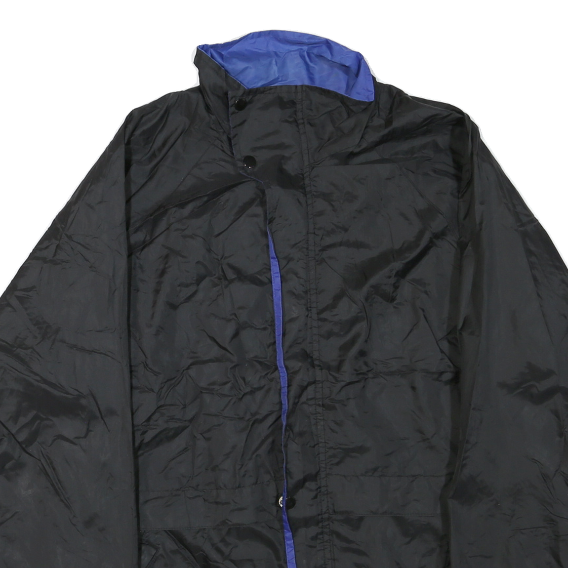 Mens Black & Blue Outdoor Jacket M Polyester Blend Microfibre Plain Zip Stand-Up