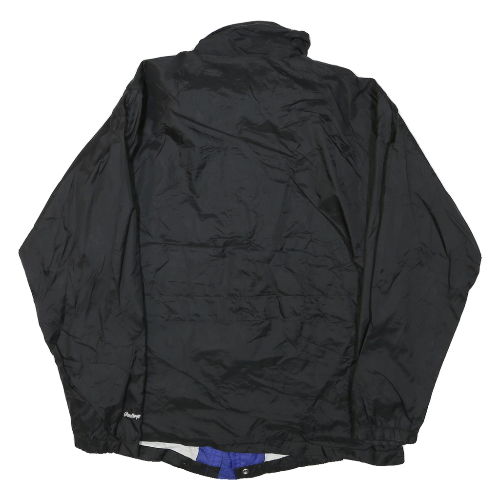 Mens Black & Blue Outdoor Jacket M Polyester Blend Microfibre Plain Zip Stand-Up