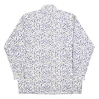 BREMO Mens White & Purple Abstract Print Shirt L Long Sleeve Button Cotton