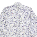 BREMO Mens White & Purple Abstract Print Shirt L Long Sleeve Button Cotton