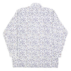 BREMO Mens White & Purple Abstract Print Shirt L Long Sleeve Button Cotton