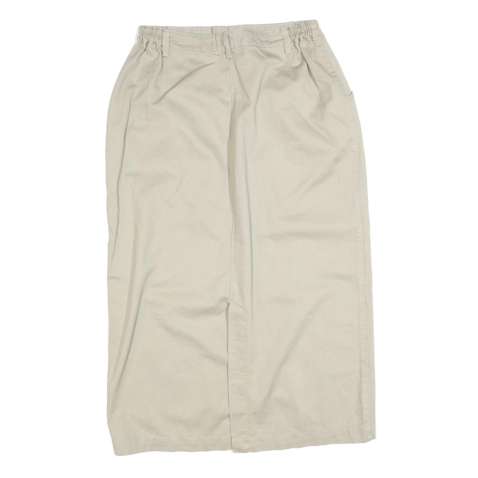 LEE Womens Beige Cotton Blend Straight Knee Length Woven Skirt M Casual