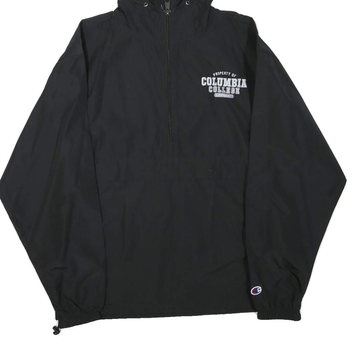 CHAMPION Mens Black Columbia College Zip Jacket S Polyester Blend Hooded