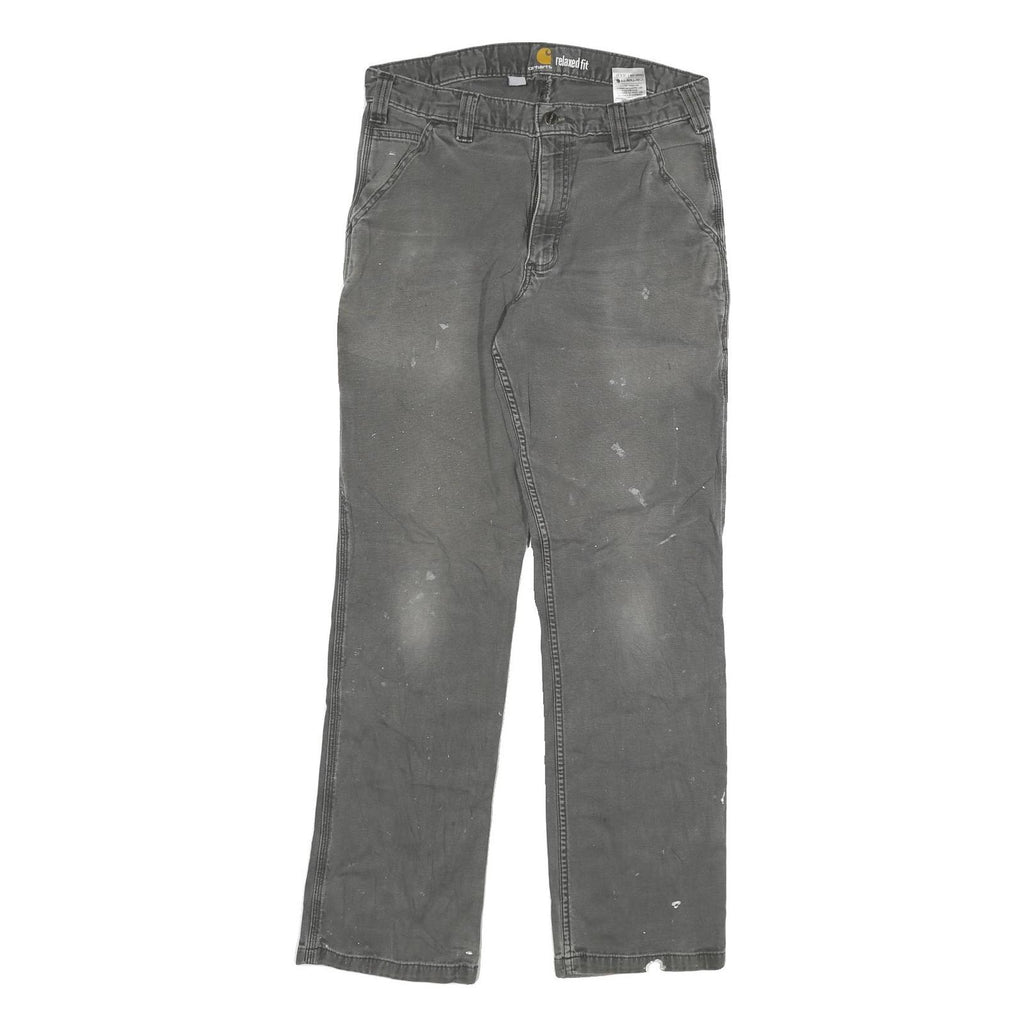 CARHARTT Mens Grey Cotton Blend Regular Fit Straight Leg Trousers W32 L32