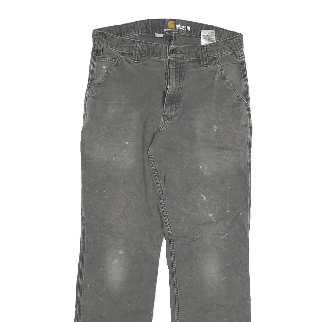 CARHARTT Mens Grey Cotton Blend Regular Fit Straight Leg Trousers W32 L32