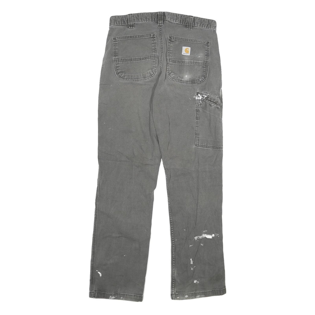 CARHARTT Mens Grey Cotton Blend Regular Fit Straight Leg Trousers W32 L32