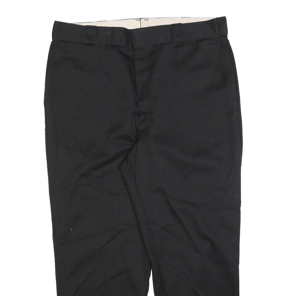 DICKIES Mens Cotton Blend Black Regular Straight Trousers W40 L29 Workwear Zip