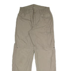 Mens Relaxed Fit Beige Polyester Blend Zip Trousers W30 L31 Utility Pocket