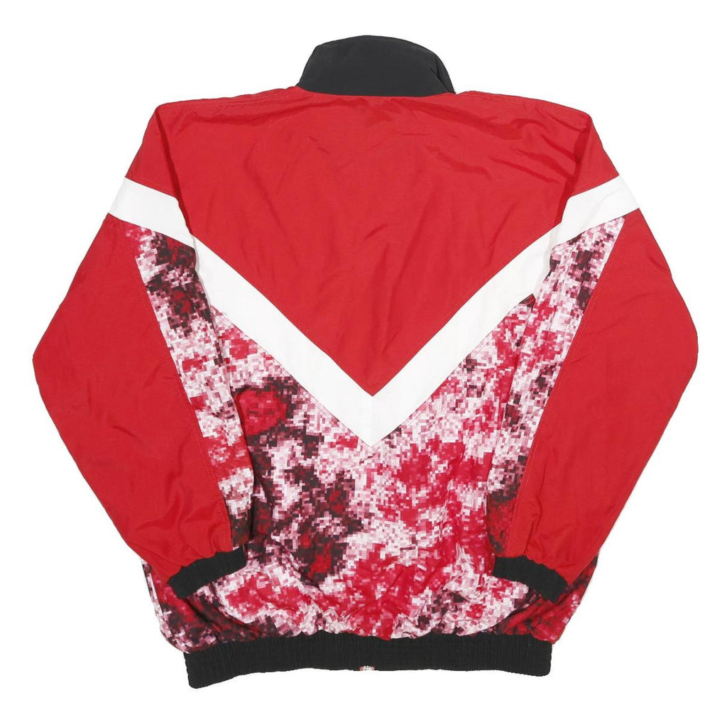 DESSE SPORTS Mens Red & White Sports Nylon Jacket M Zip Retro Pixel Pattern