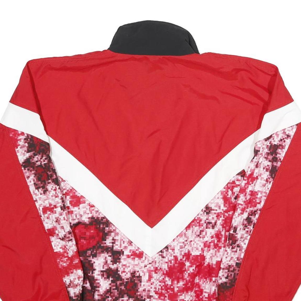 DESSE SPORTS Mens Red & White Sports Nylon Jacket M Zip Retro Pixel Pattern