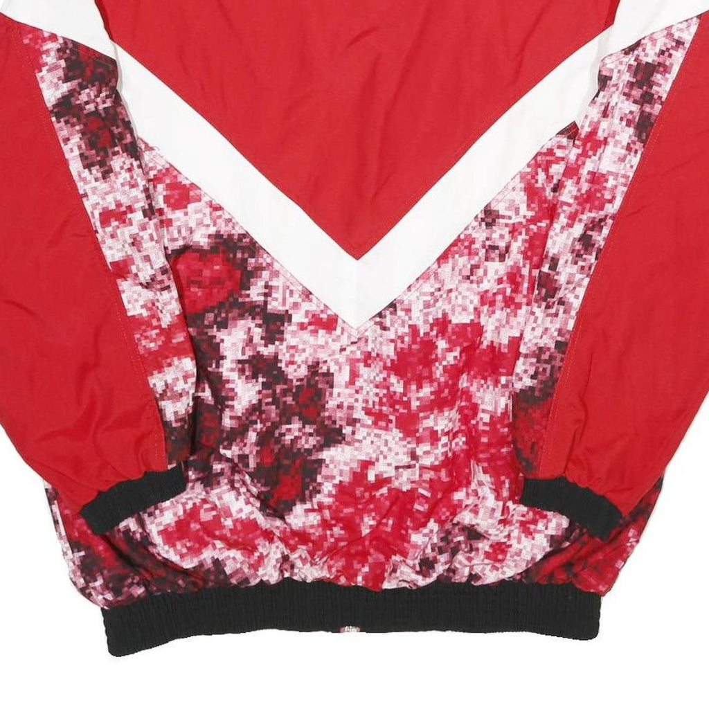DESSE SPORTS Mens Red & White Sports Nylon Jacket M Zip Retro Pixel Pattern