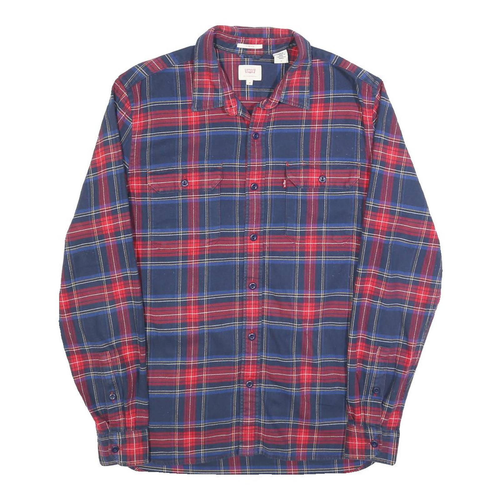 LEVI'S Mens Blue & Red Check Cotton Shirt M Long Sleeve Casual Button-Up