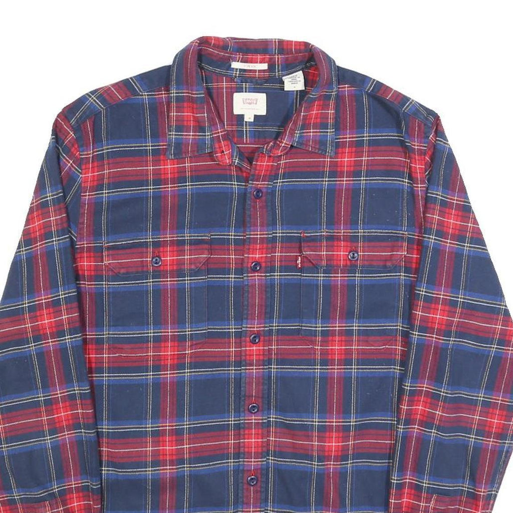 LEVI'S Mens Blue & Red Check Cotton Shirt M Long Sleeve Casual Button-Up