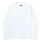 TOMMY HILFIGER Womens White & Pale Yellow Striped Shirt XL Button Front Cotton