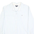 TOMMY HILFIGER Womens White & Pale Yellow Striped Shirt XL Button Front Cotton