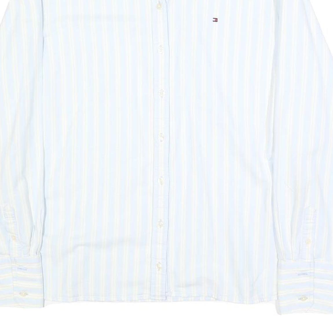 TOMMY HILFIGER Womens White & Pale Yellow Striped Shirt XL Button Front Cotton