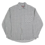 MARLBORO Mens Grey Shirt L Cotton Blend Retro Classic Pattern Long Sleeve