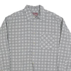 MARLBORO Mens Grey Shirt L Cotton Blend Retro Classic Pattern Long Sleeve