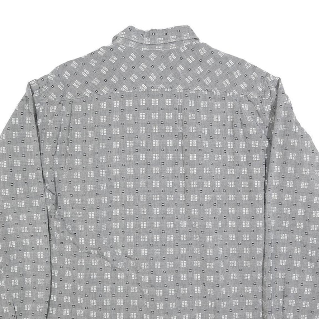 MARLBORO Mens Grey Shirt L Cotton Blend Retro Classic Pattern Long Sleeve