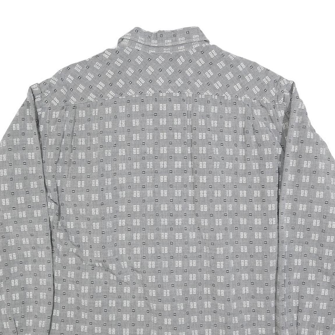 MARLBORO Mens Grey Shirt L Cotton Blend Retro Classic Pattern Long Sleeve