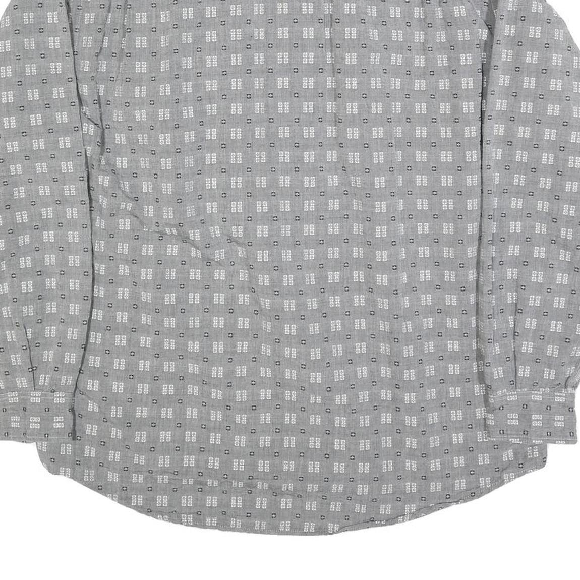 MARLBORO Mens Grey Shirt L Cotton Blend Retro Classic Pattern Long Sleeve
