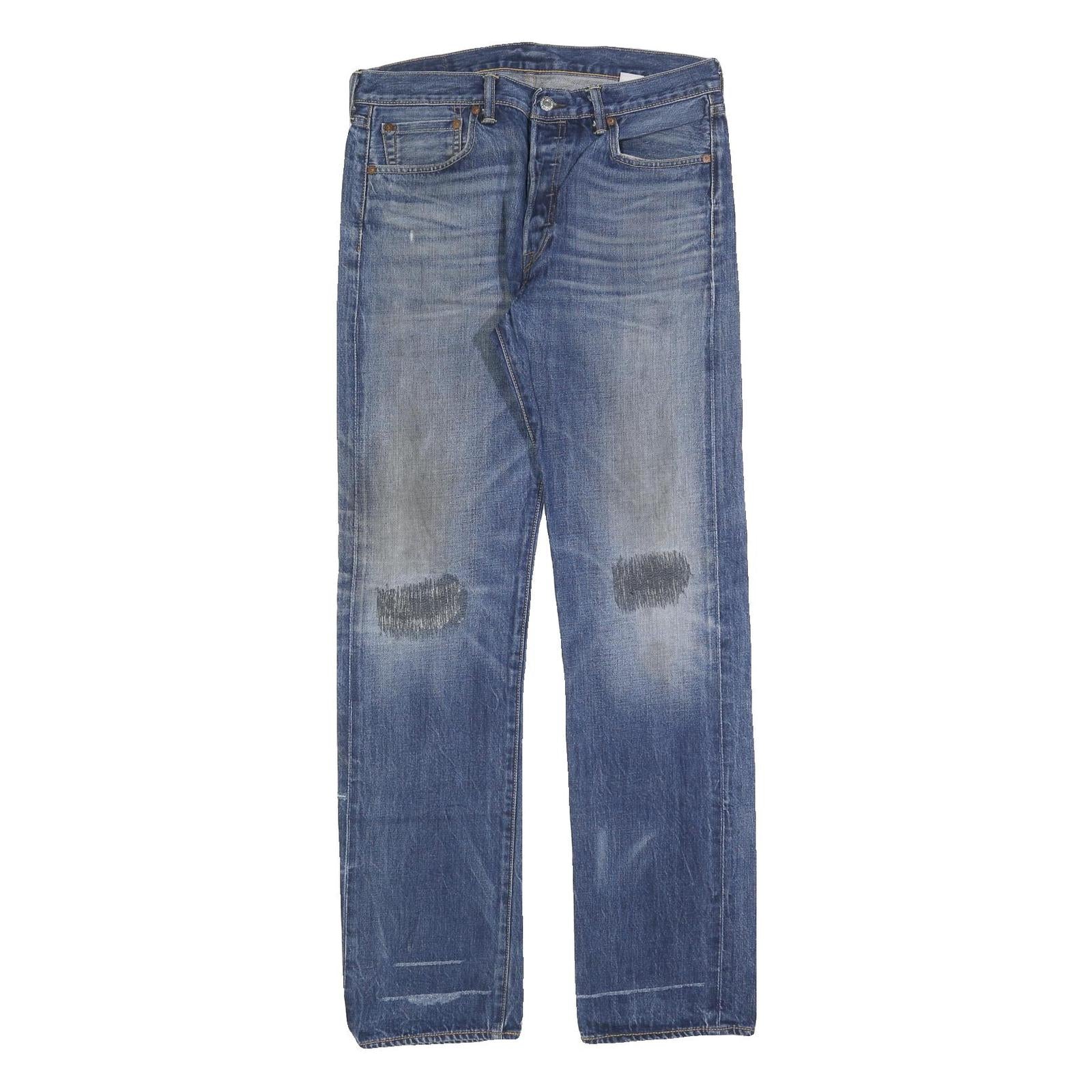 LEVI'S 501 Mens Jeans Blue Regular Straight Denim Medium W33 L34 Classic Button