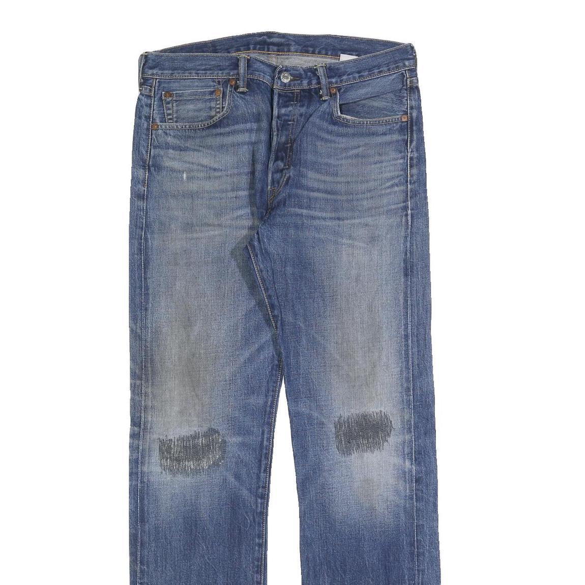 LEVI'S 501 Mens Jeans Blue Regular Straight Denim Medium W33 L34 Classic Button