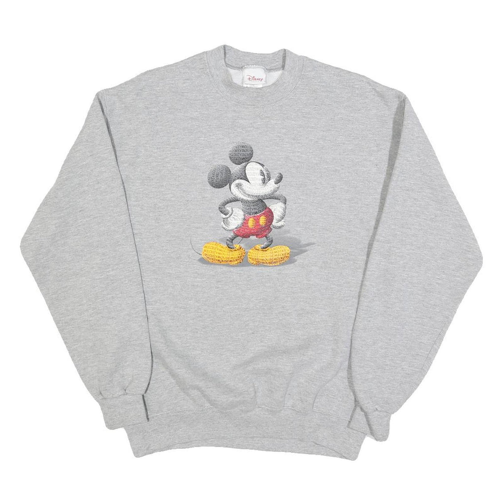 DISNEY Womens Grey Mickey Mouse Crew Neck M Cotton Blend Sweatshirt