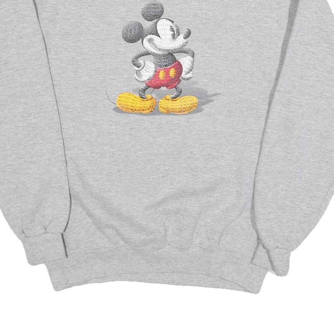 DISNEY Womens Grey Mickey Mouse Crew Neck M Cotton Blend Sweatshirt