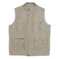 MIAN Mens Beige Utility Jacket XL Polyester Blend Zip Pockets Outdoor Vest