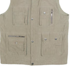 MIAN Mens Beige Utility Jacket XL Polyester Blend Zip Pockets Outdoor Vest