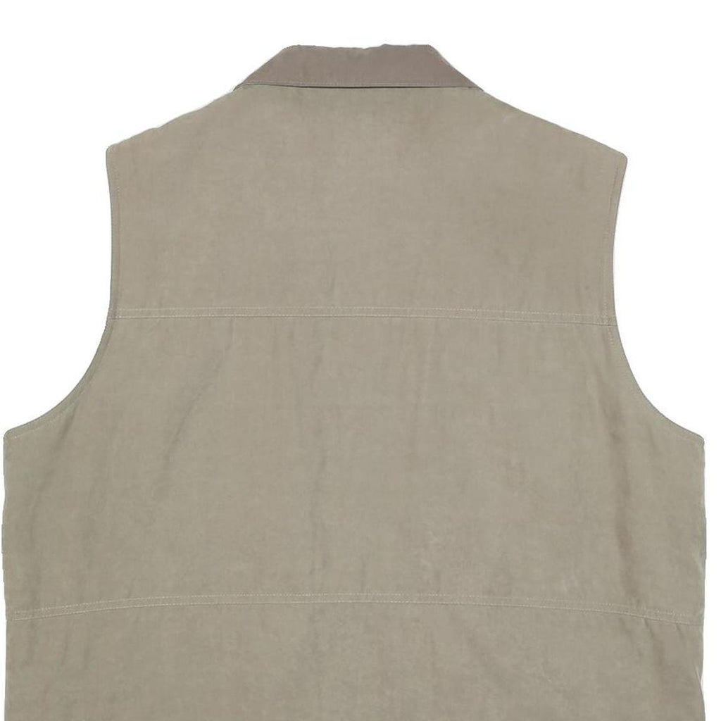 MIAN Mens Beige Utility Jacket XL Polyester Blend Zip Pockets Outdoor Vest