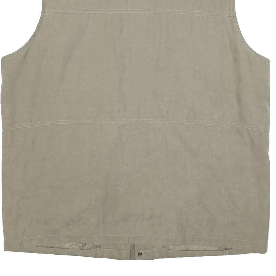 MIAN Mens Beige Utility Jacket XL Polyester Blend Zip Pockets Outdoor Vest