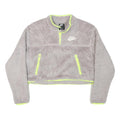 NIKE Womens Grey & Neon Yellow Fleece Zip Jacket M Polyester Blend Cropped