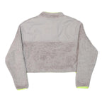 NIKE Womens Grey & Neon Yellow Fleece Zip Jacket M Polyester Blend Cropped