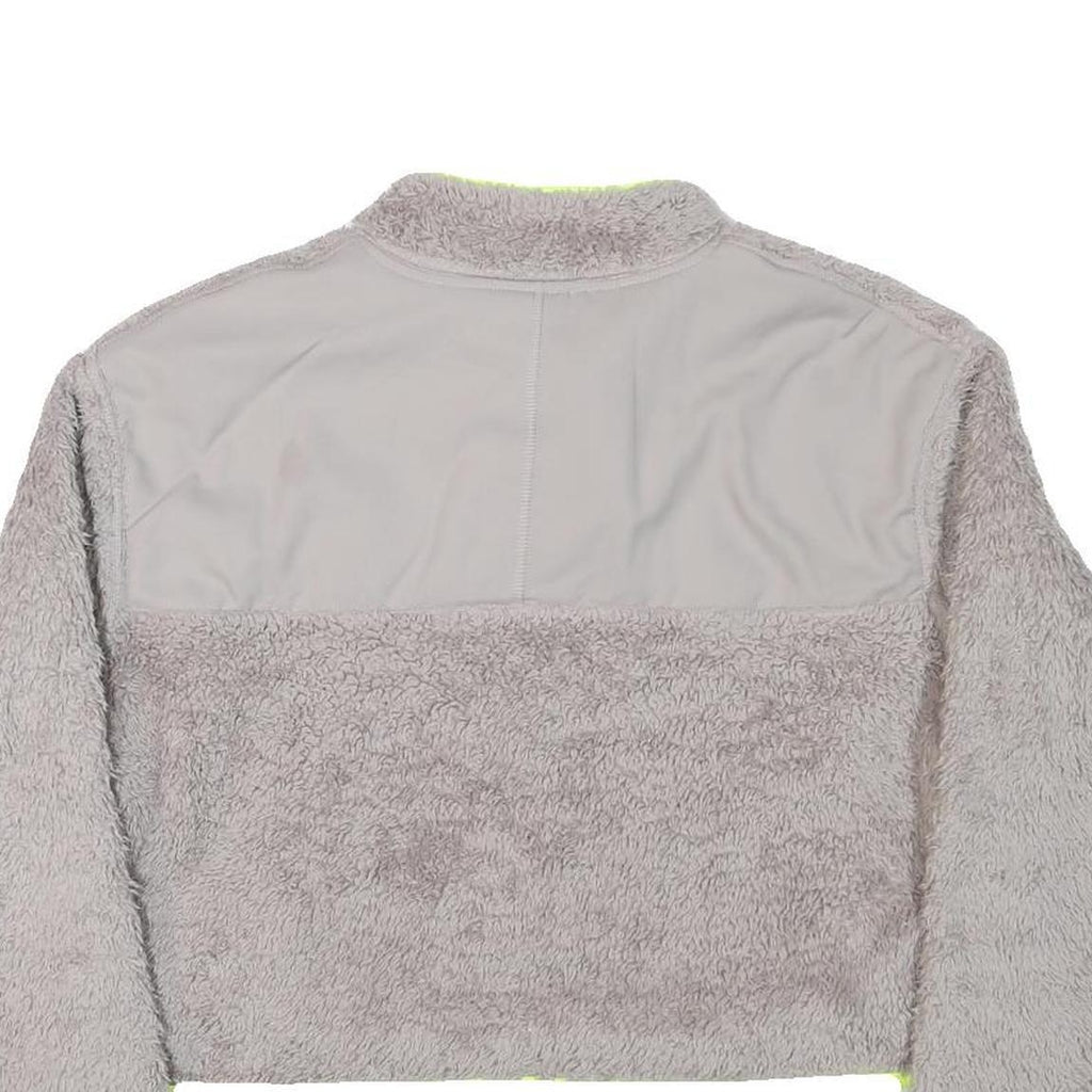 NIKE Womens Grey & Neon Yellow Fleece Zip Jacket M Polyester Blend Cropped