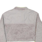 NIKE Womens Grey & Neon Yellow Fleece Zip Jacket M Polyester Blend Cropped