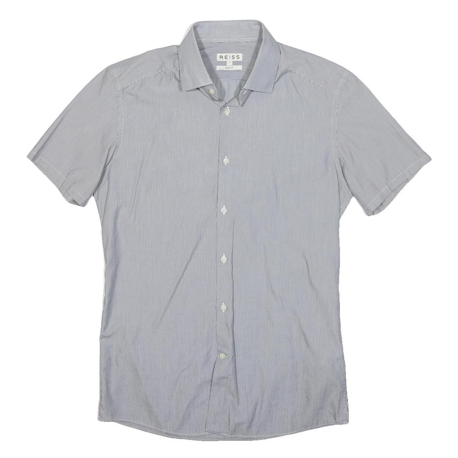 REISS Womens Blue & White Stripe Shirt S Button Down Cotton Blend Slim Fit