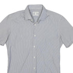 REISS Womens Blue & White Stripe Shirt S Button Down Cotton Blend Slim Fit