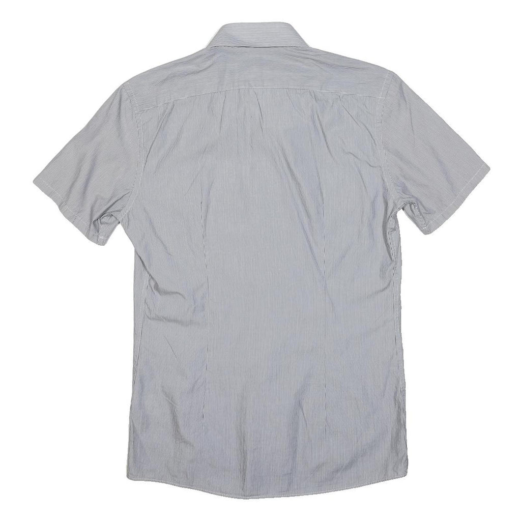 REISS Womens Blue & White Stripe Shirt S Button Down Cotton Blend Slim Fit