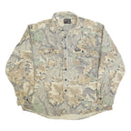 RATTLERS Mens Beige & Green Leaf Pattern Cotton Blend Shirt XL Casual Outdoor