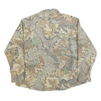 RATTLERS Mens Beige & Green Leaf Pattern Cotton Blend Shirt XL Casual Outdoor