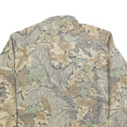 RATTLERS Mens Beige & Green Leaf Pattern Cotton Blend Shirt XL Casual Outdoor