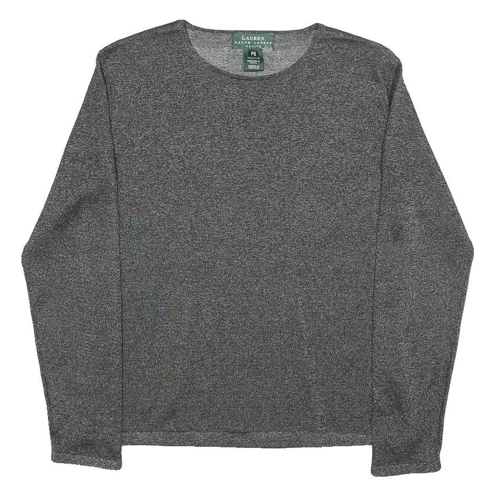 LAUREN RALPH LAUREN Womens Grey Basic Top Long Sleeve Crew Neck Plain S