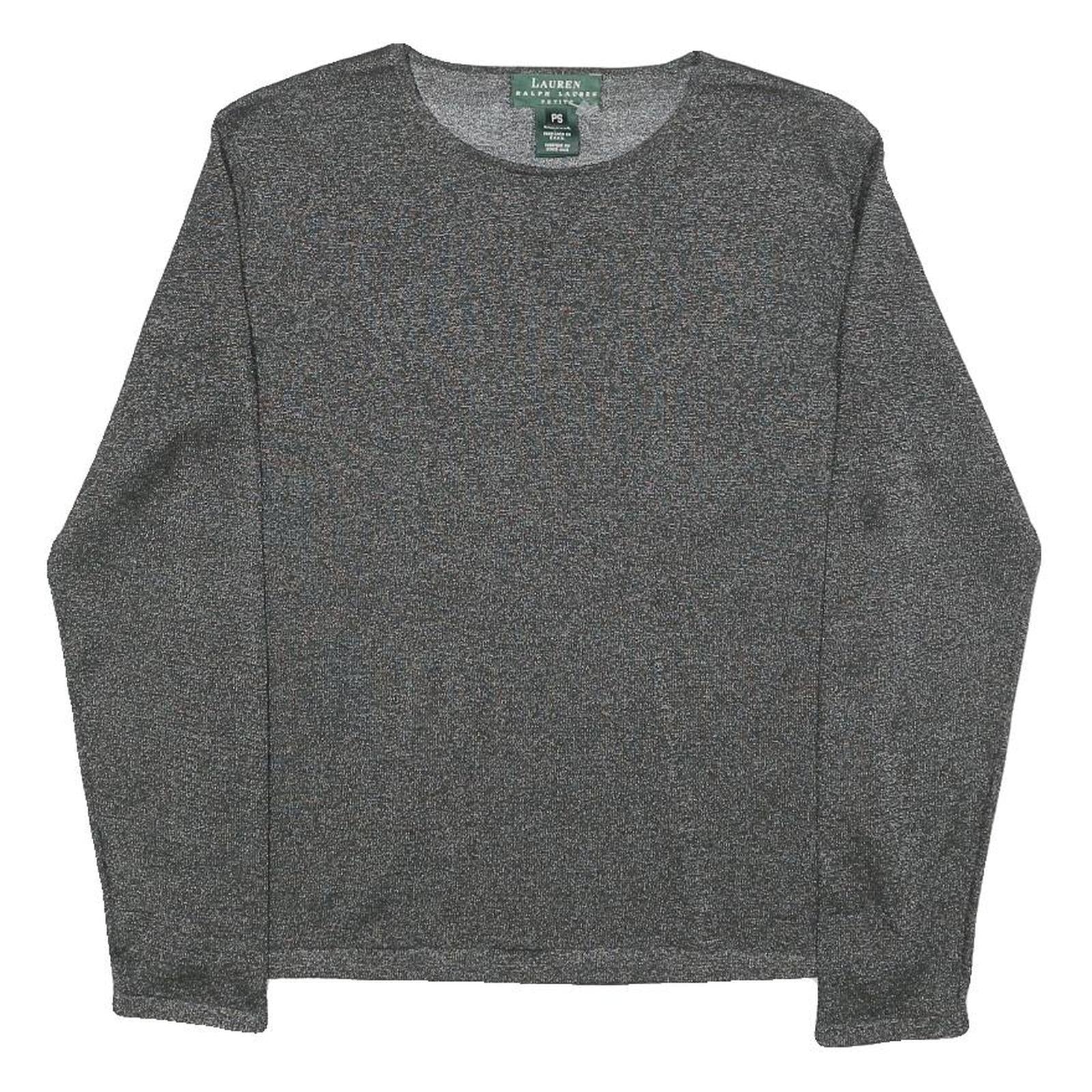 LAUREN RALPH LAUREN Womens Grey Basic Top Long Sleeve Crew Neck Plain S