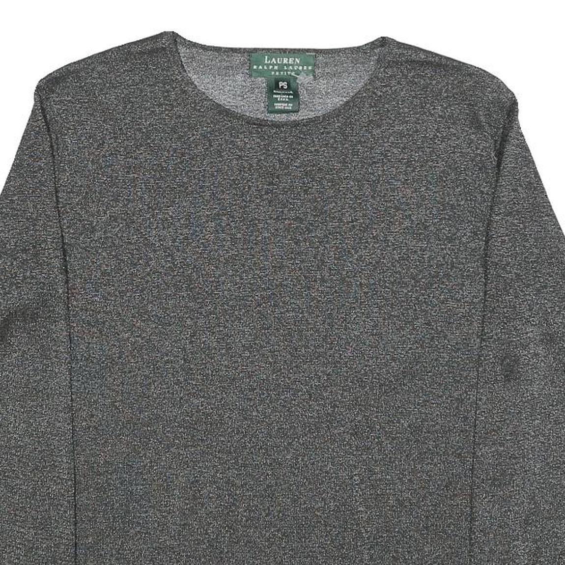 LAUREN RALPH LAUREN Womens Grey Basic Top Long Sleeve Crew Neck Plain S