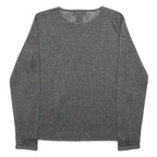 LAUREN RALPH LAUREN Womens Grey Basic Top Long Sleeve Crew Neck Plain S