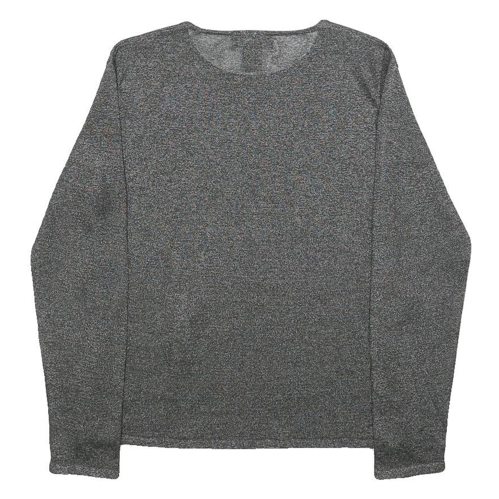 LAUREN RALPH LAUREN Womens Grey Basic Top Long Sleeve Crew Neck Plain S
