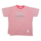 WHITE STAG Womens Red & White Stripe Graphic T-Shirt L Short Sleeve Crew Neck
