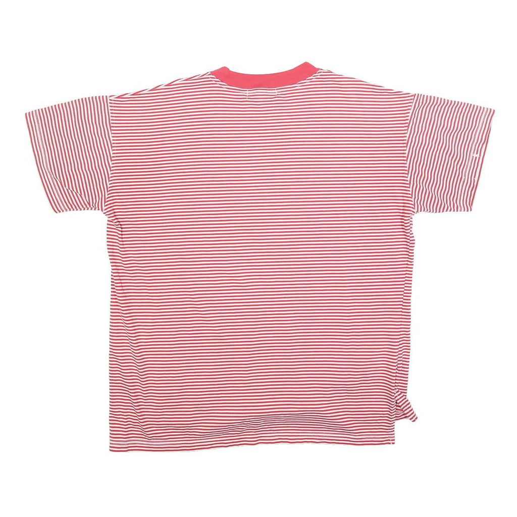 WHITE STAG Womens Red & White Stripe Graphic T-Shirt L Short Sleeve Crew Neck